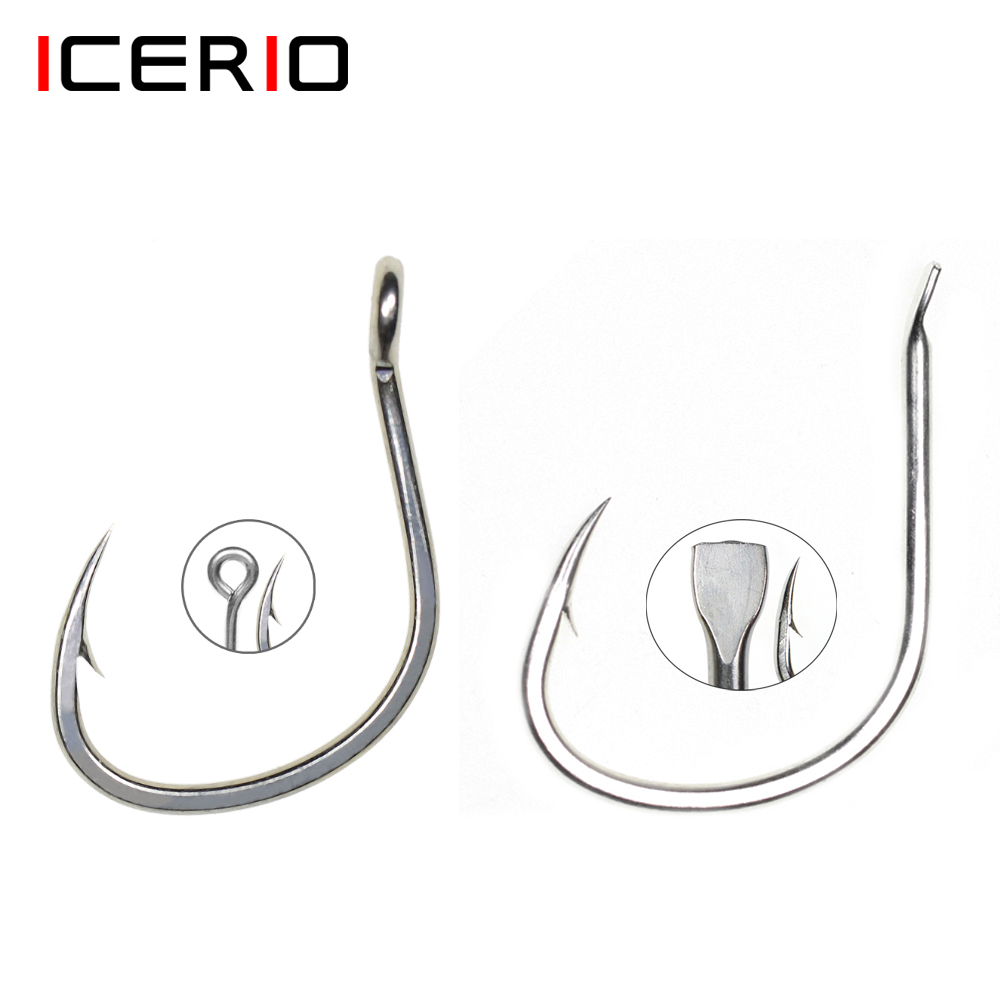 Fishing Hook Offset - ICERIO, 10 anzuelos para pesca en